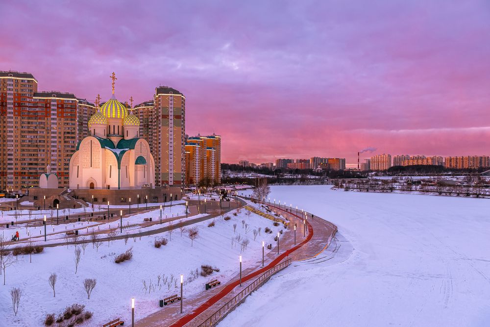 Зимний закат в Павшинской пойме
