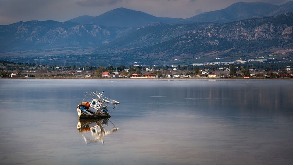 Abandoned boat aground