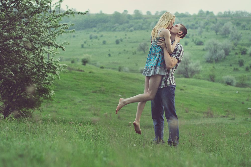 Kissing in the rain