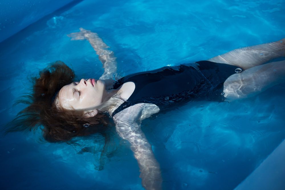 Adeline in a pool