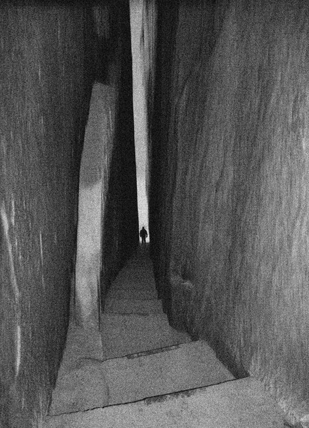 down the stairs