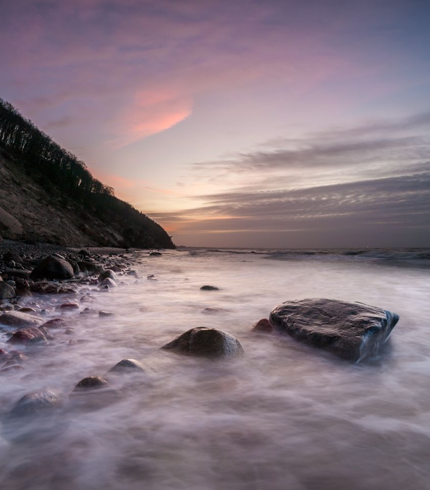 Baltic clifs,waves and stones