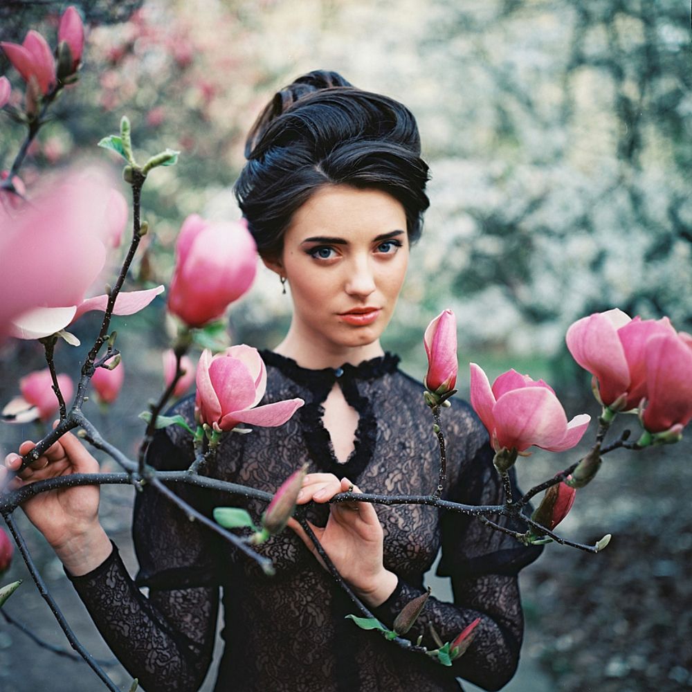 Portrait with magnolias