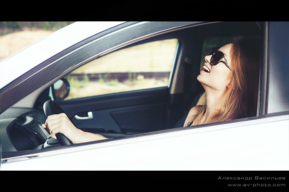 in the car