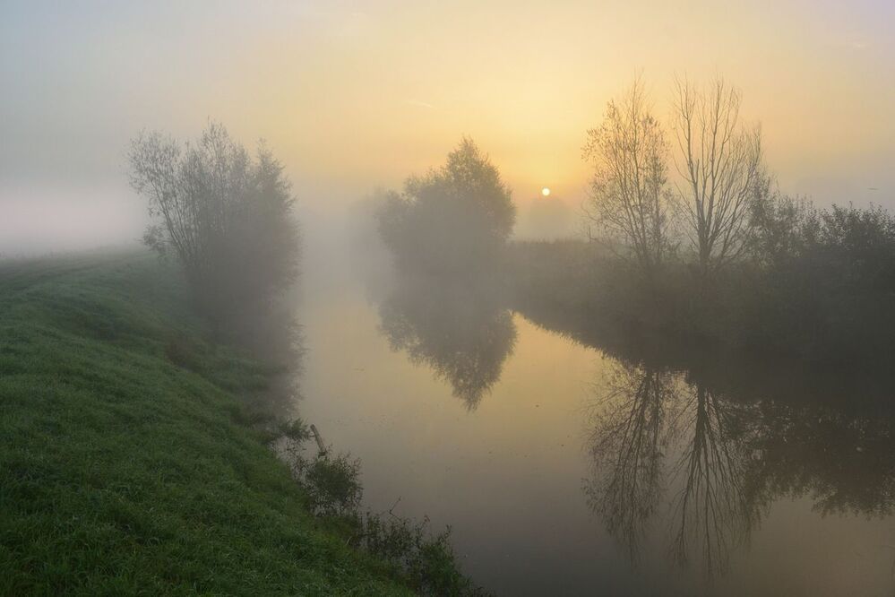 A foggy morning.