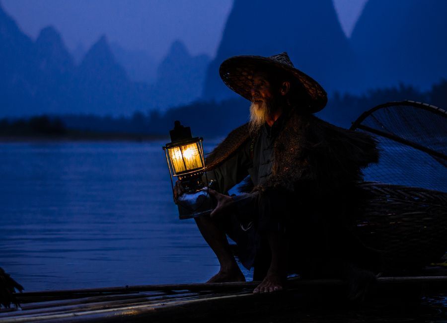 Old Fisherman with Cormorants on the Li river