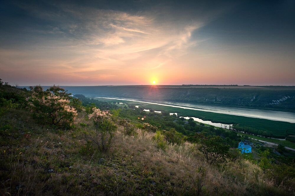 sunrise over the river Dnieste