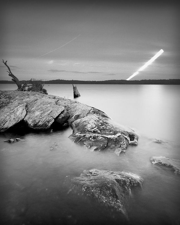 Crescent Moon Rising, from the Moontracks collection.
4x5 film pre-exposed for foreground; re-exposed for crescent moontrack.