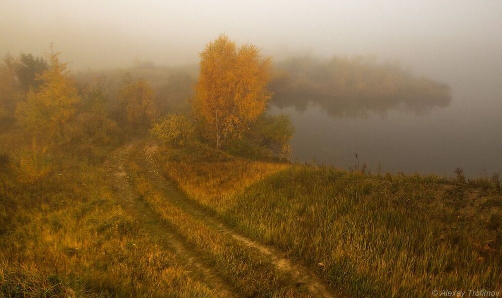 Дорога вдоль осенней реки