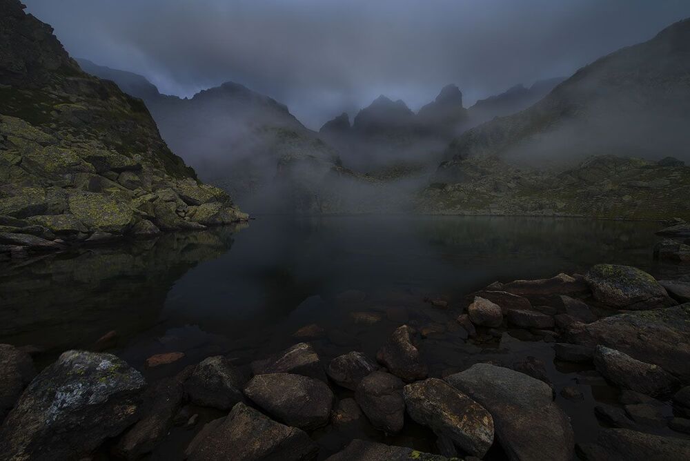 fog over scary lake
