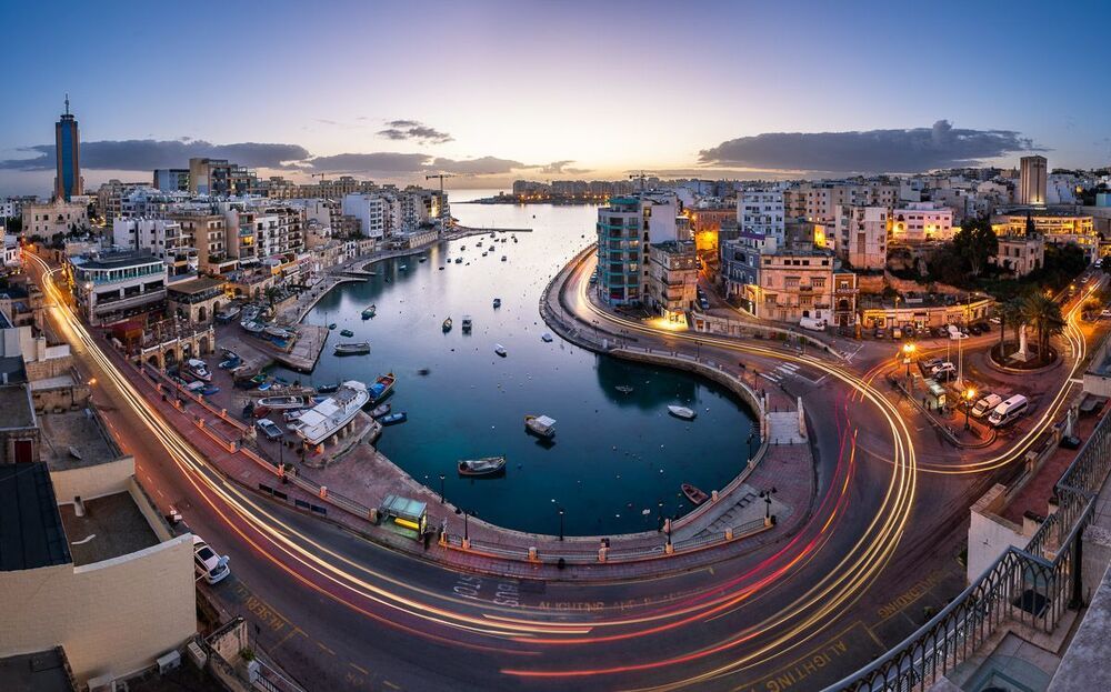 Aerial View on Saint Julian and Spinola Bay at Dawn, Malta