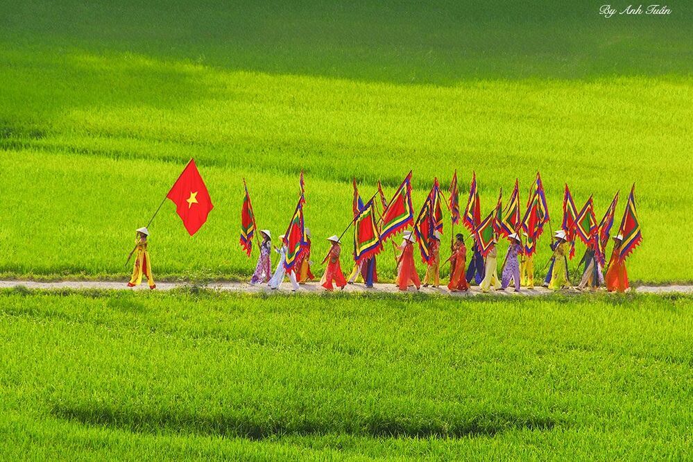 The procession ritual of Thai Vi Temple Festival