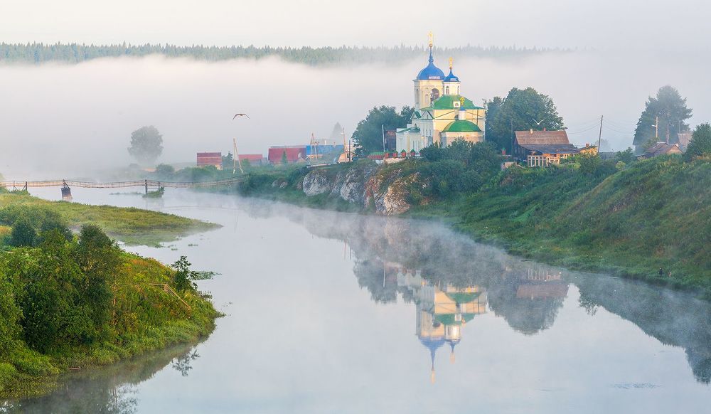 река Чусовая, село Слобода, Средний Урал, Россия, июль 2015
