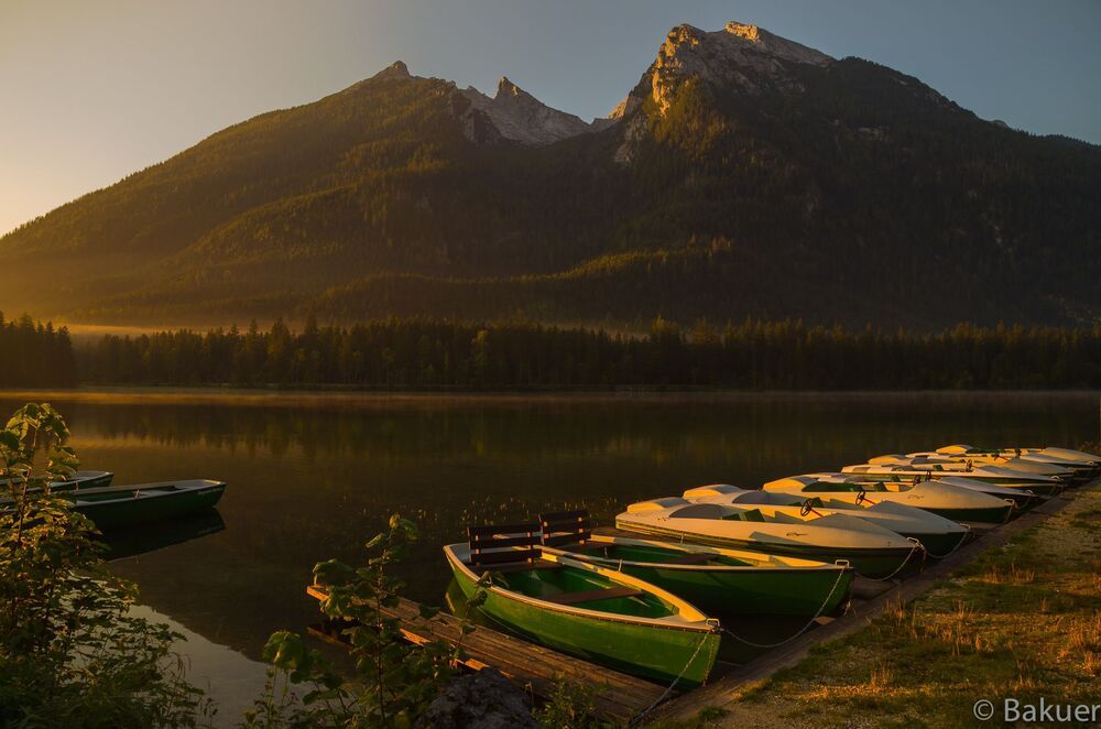 Sonnenaufgang am Hintersee, Ramsau, Deutschland