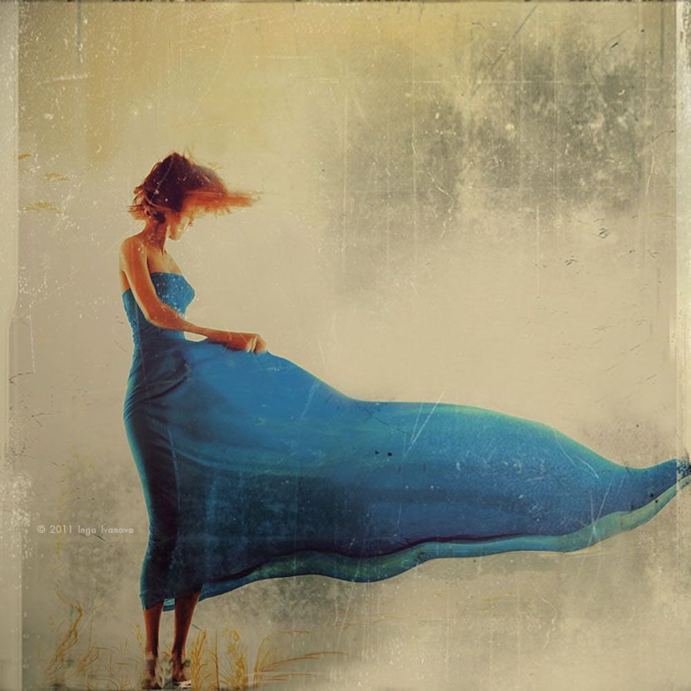 In blue