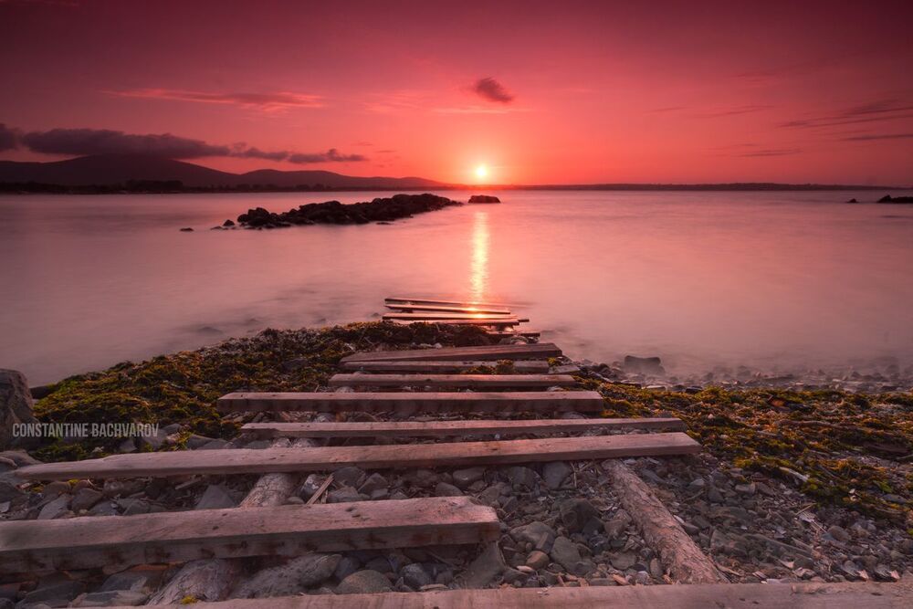 Sunset over the city of Sozopol, Bulgaria