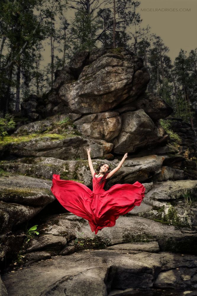 In red