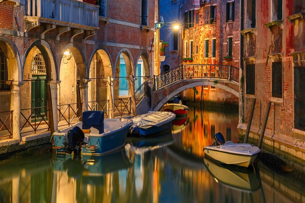 Venetian canal at night