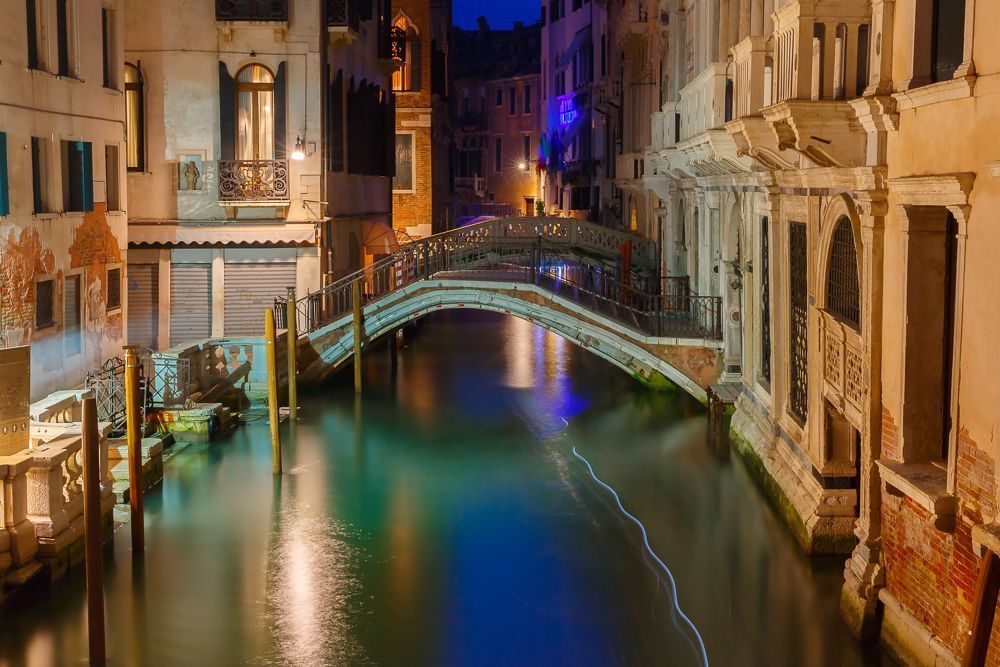 Venetian canal at night
