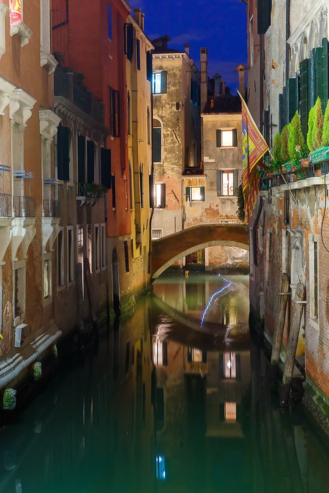 Venetian canal at night