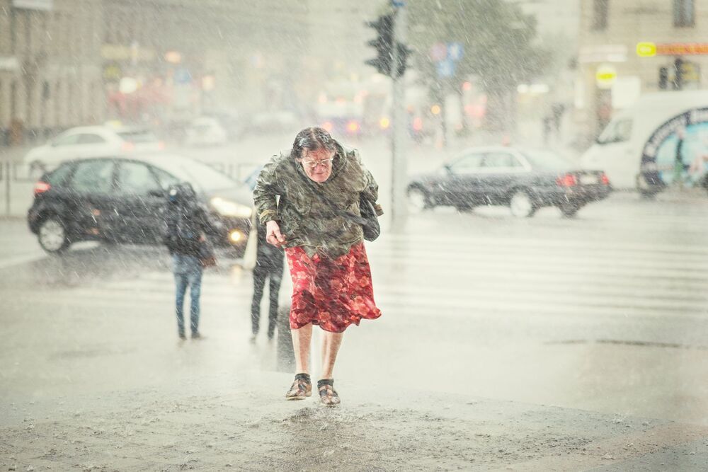 Rainy storm in Riga