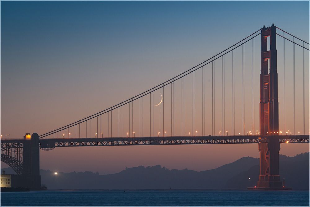 Moon and Golden Gate