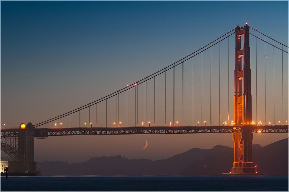 Moon and Golden Gate