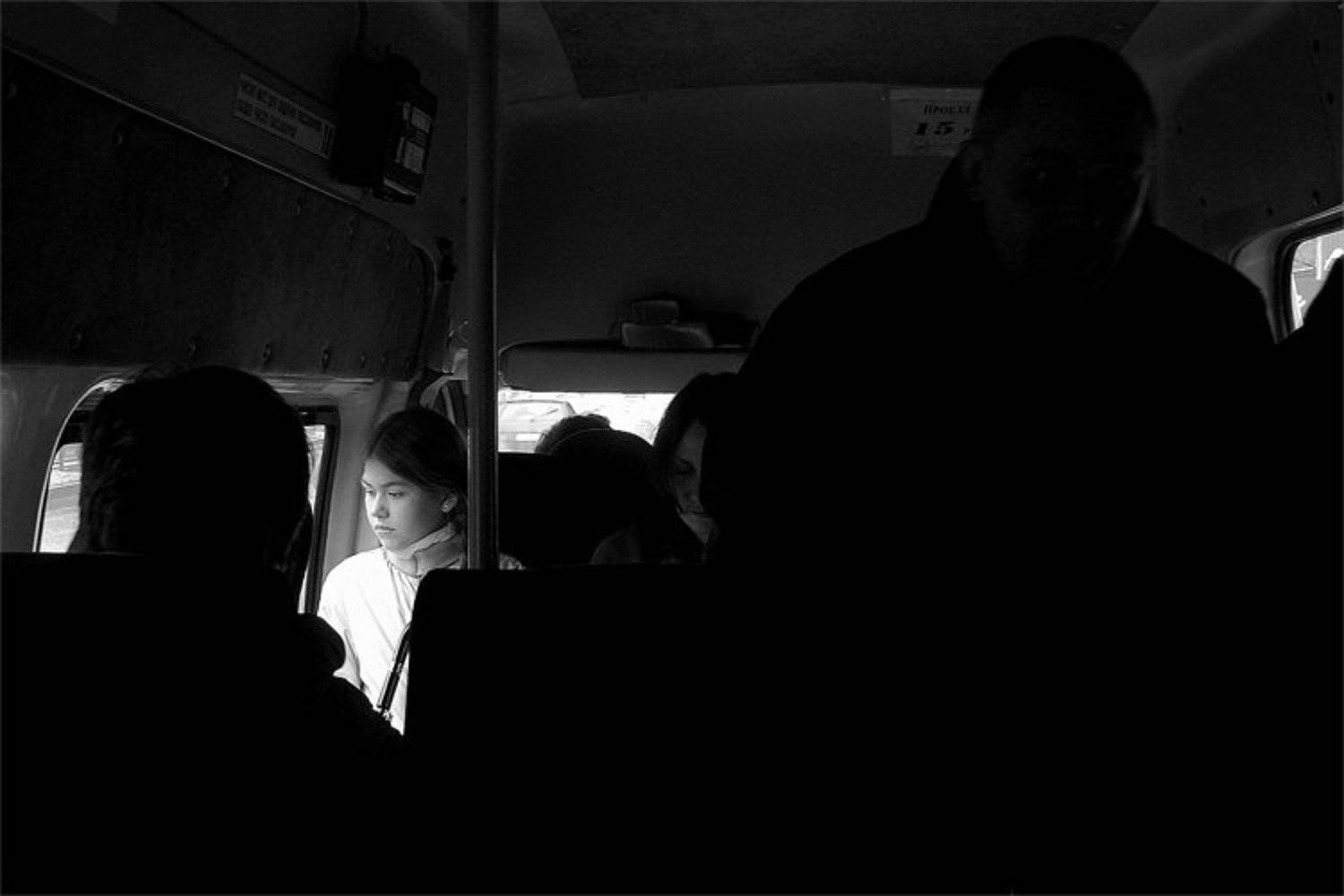 2006, город, дети, маршрутка, москва, окно, свет, цифра, чб, bw, bus, Todublin