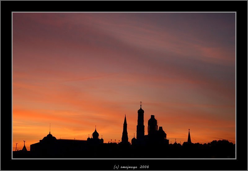 москва, город, закат, городской пейзаж о виде на Кремль фото превью