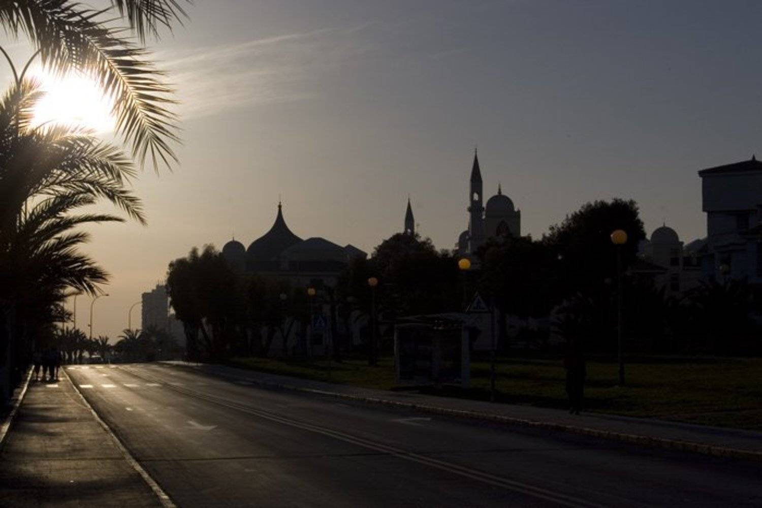 закат, небо, город, цвет, облака, santa pola, испания, spain, солнце, viuga