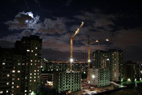 Краны под луной