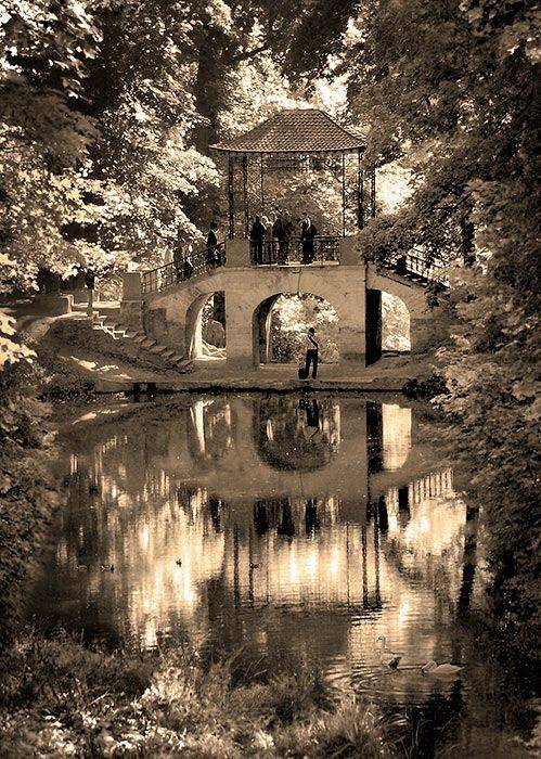 лето, беседка, пейзаж, люди, Марк Пономаренко