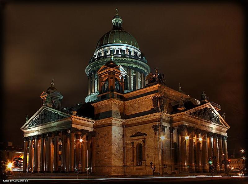 Питер, город, ночь, Исаакий Золотой Исаакий фото превью
