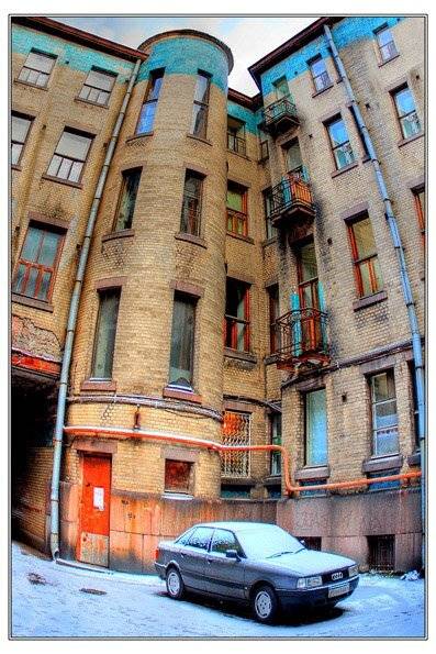 Двор, утро, город, Вячеслав Архипов