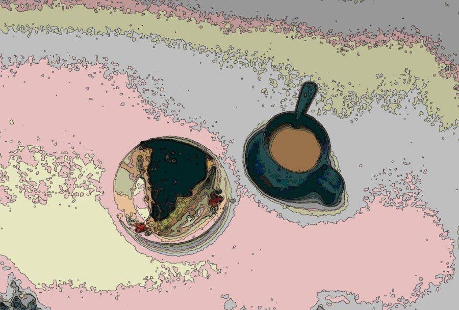 Кофе, тортик, на, снегу, Gret