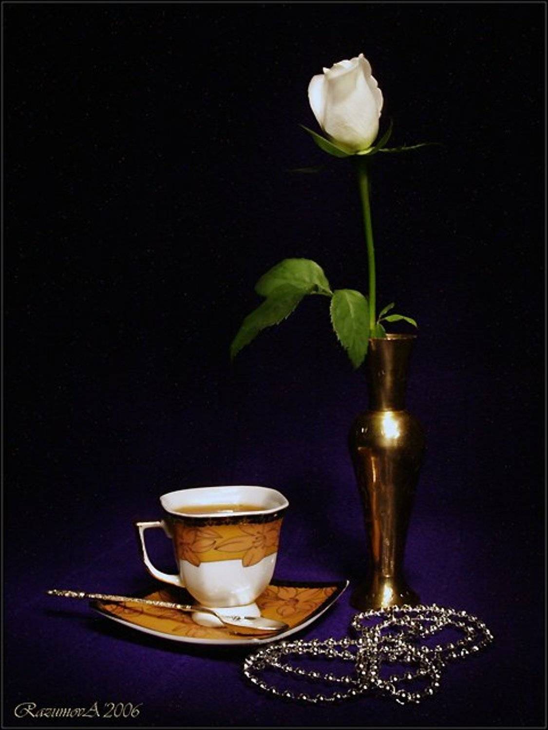 Натюрморт, световая кисть, чай, роза, Anjelochka