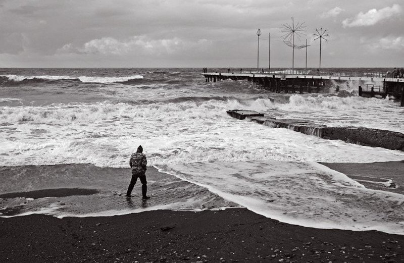 осень, море, шторм, не сезон фото превью