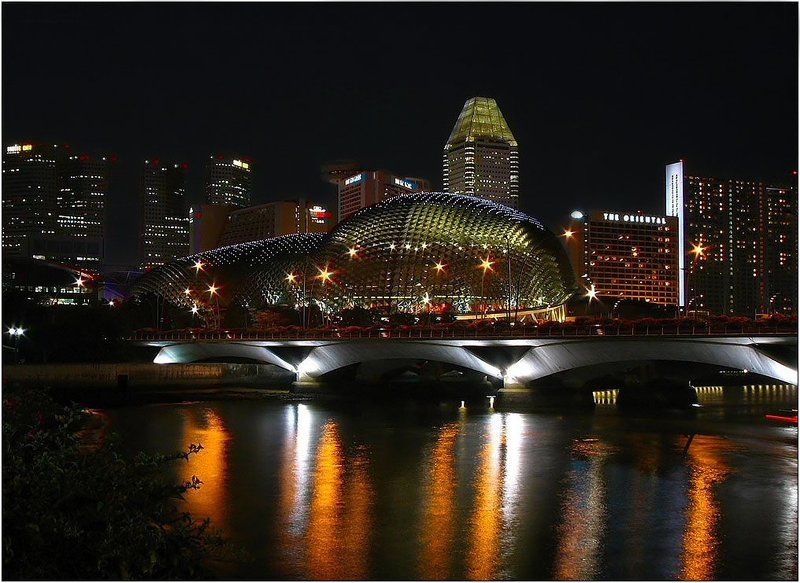 сингапур, сити, набережная, лето, ночные, огни Singapore. Esplanade Theatres фото превью