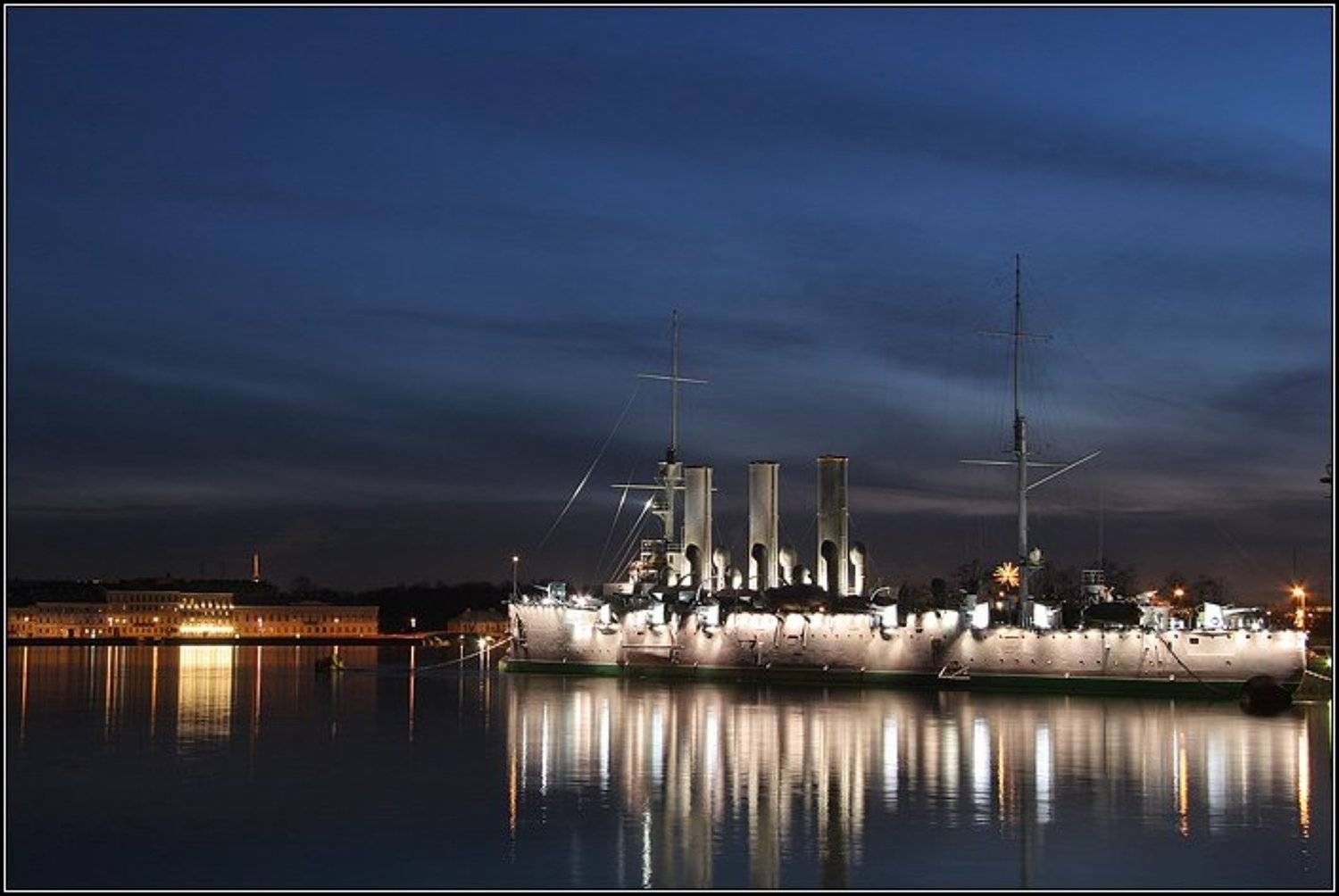 питер, петербург, аврора, корабль, вечер, огни, небо, вода, река, нева, набережная, флот, dyadyavasya, Дмитрий Шамин