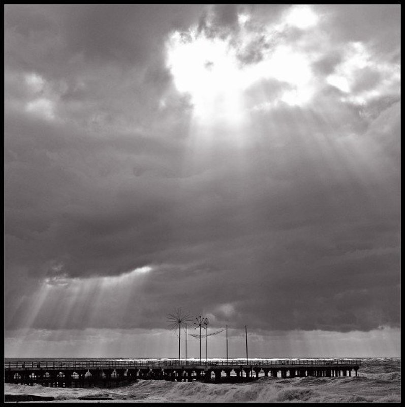 море, шторм, небо, солнце  фото превью