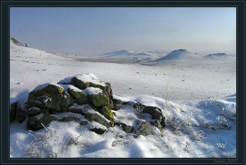 степь,бурятия,снег,горы, Игорь Глушко