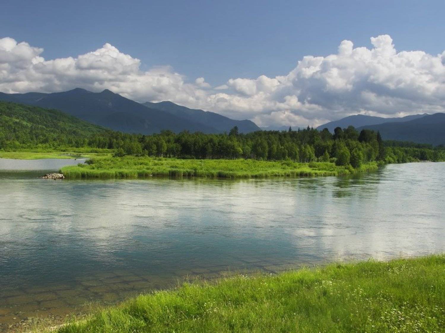бурятия, река, переемная, горы, облака, Олег Шубаров