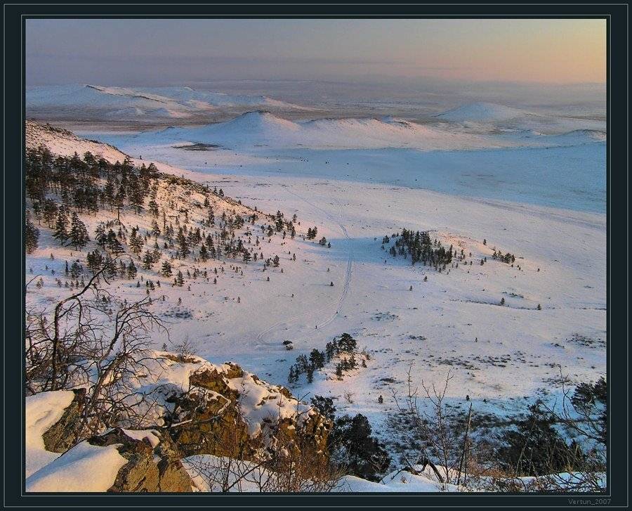 долина,горы,бурятия,сумерки,закат,снег,зима, Игорь Глушко