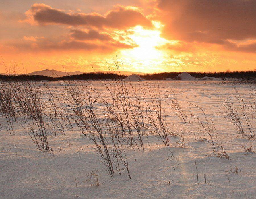 Бурятия, Селенга, снег, закат, Олег Шубаров