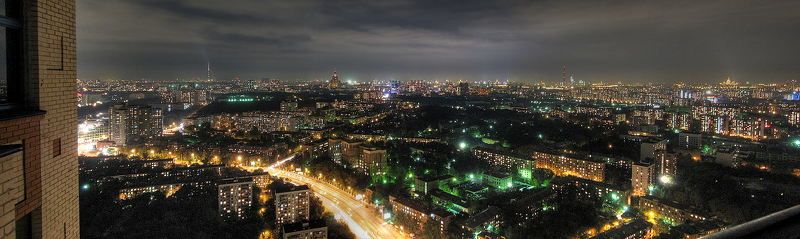 Москва, Алые Паруса, ночь, панорама, HDR Ночной мегаполис с 38-ого фото превью
