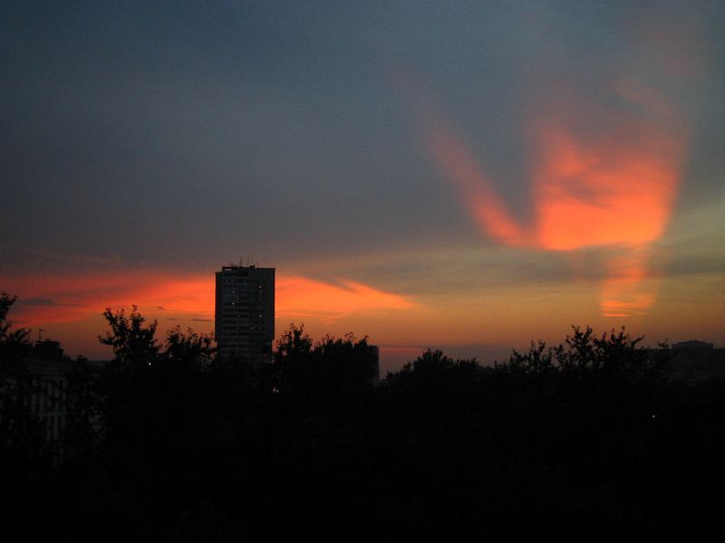 Танцующие лучи заходящего солнца фото превью