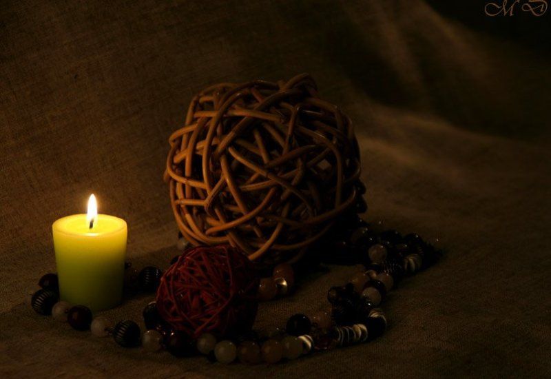 натюрморт, шар, свеча ,ткань Тихо и Тепло фото превью