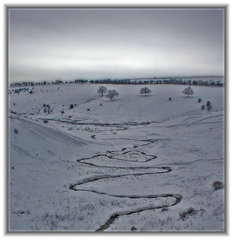 Ручей, снег, пейзаж \