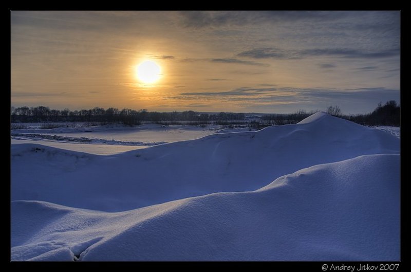 подмосковье, соколова пустынь, ока, река, лед, снег, зима, февраль, солнце, закат, пейзаж, photohunter Снежные барханы фото превью