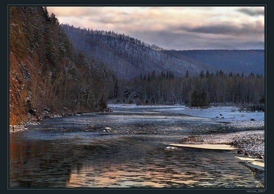 река,зун-мурино,бурятия,горы,лед,осень, Игорь Глушко